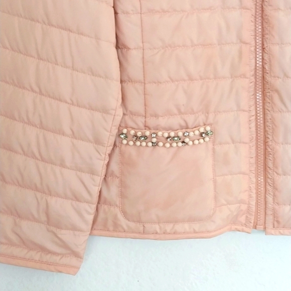 CHICO Jacket Top Quilt Light Dusty Pink Bead Rhinestone Regency Core Size Large - Picture 5 of 14